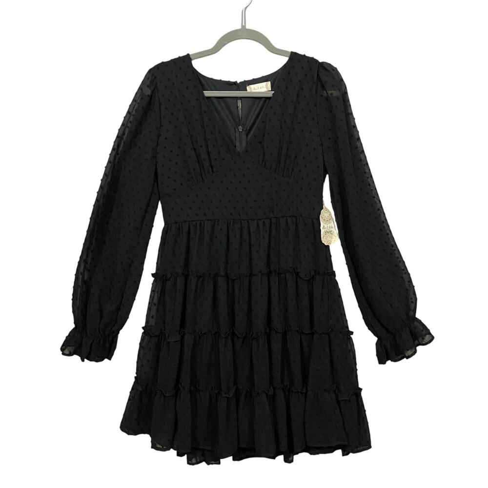 Nwt Altar'd State Swissc Dot Long Sleeves V Neck Dress Size Large